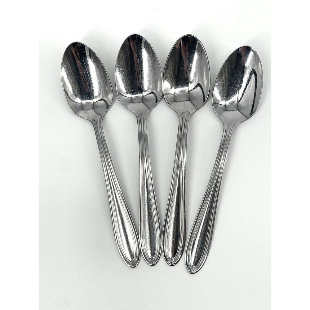 Oneida Parade Stainless Glossy Outline Thor Teaspoons 6” Set Of 4